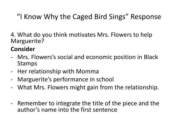 i know why the caged bird sings response n.