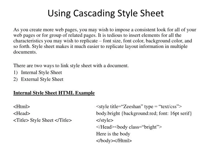 PPT - Using Cascading Style Sheet PowerPoint Presentation, free ...