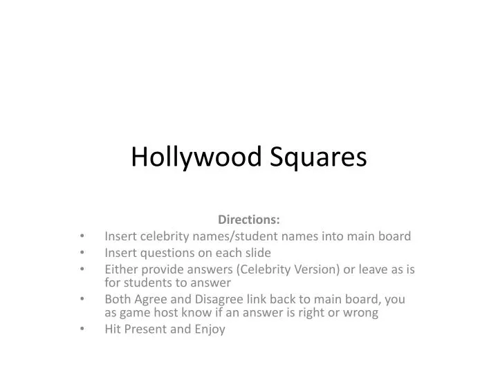 PPT Hollywood Squares PowerPoint Presentation, free download ID2824255