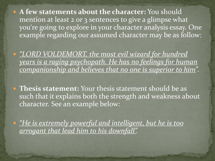 thesis statement about character traits