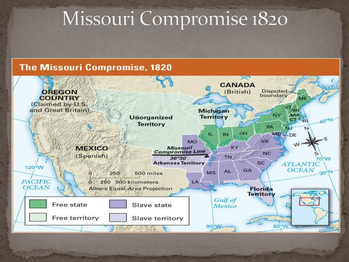 missouri compromise of 1820 The missouri compromise of 1820 dealt with addition of new states into the us and established whether or not they would be slave or free states all of the land from the louisiana purchase would be free, with the exception of missouri. missouri compromise of 1820 The missouri compromise of 1820 dealt with addition of new states into the us and established whether or not they would be slave or free states all of the land from the louisiana purchase would be free, with the exception of missouri.