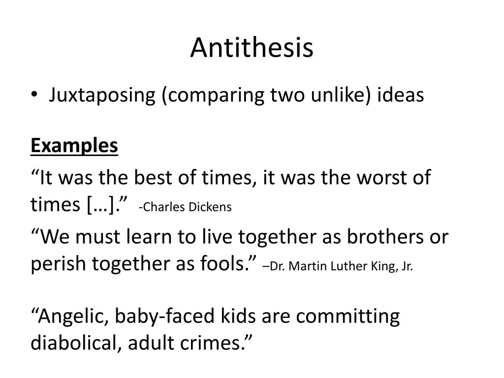 antithesis examples rhetorical device
