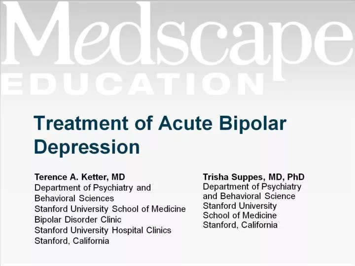 PPT Treatment of Acute Bipolar Depression PowerPoint