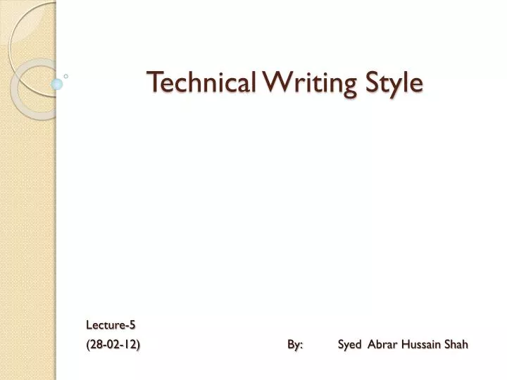 technical writing style n.