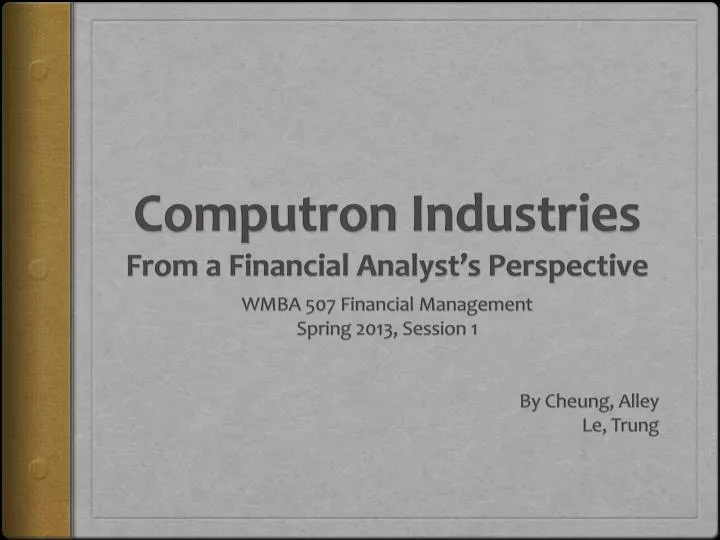 computron industries jamison analysis computron industries jamison analysis