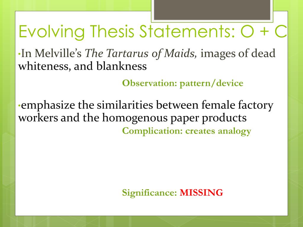 definition of evolving thesis