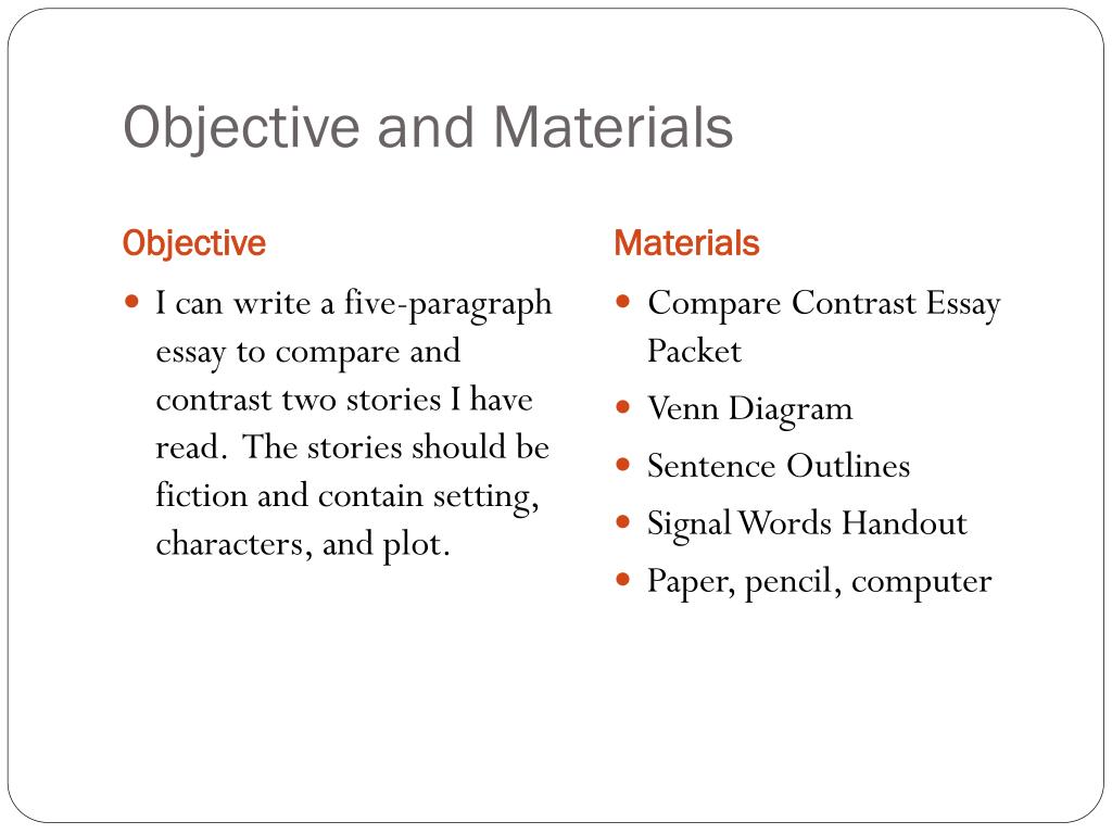contrast essay objective