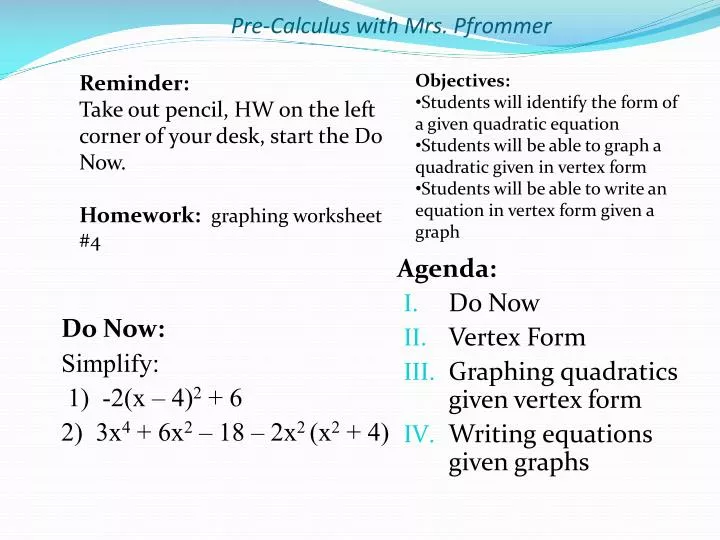 PPT - Pre-Calculus with Mrs. Pfrommer PowerPoint Presentation, free ...