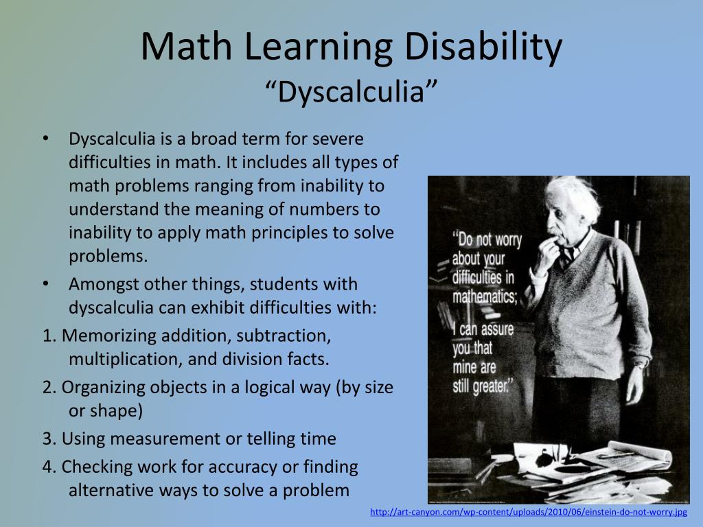 learning disability in math problem solving