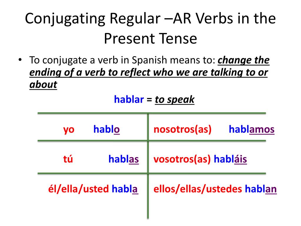PPT Conjugation Of Regular AR Verbs PowerPoint Presentation Free Download ID 2837897