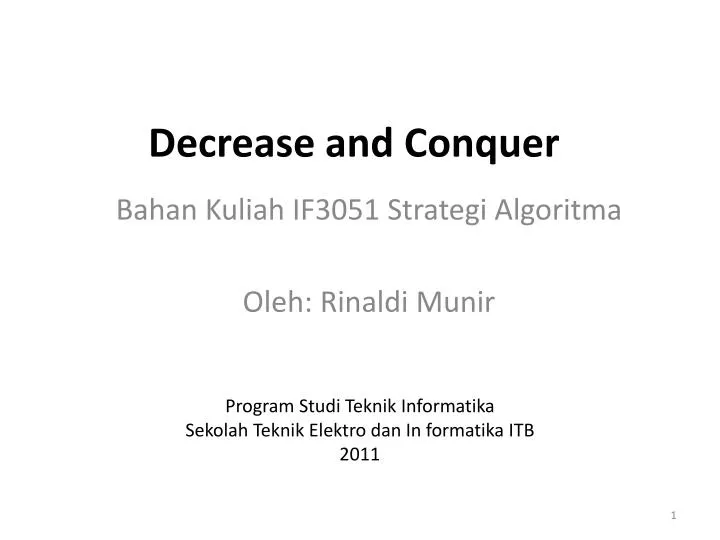 PPT - Decrease and Conquer PowerPoint Presentation, free download - ID ...