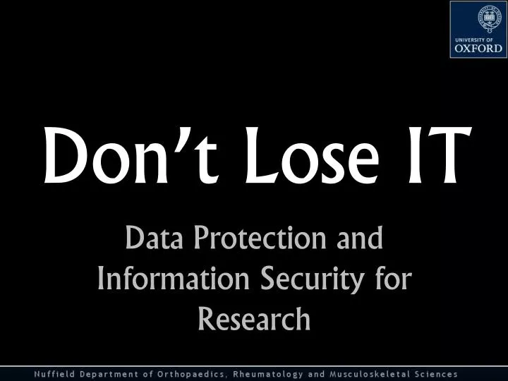 PPT - Don’t Lose IT PowerPoint Presentation, free download - ID:2839442