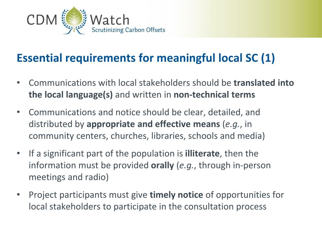 PPT - Enhancing Local Stakeholder Consultation in Global Climate ...