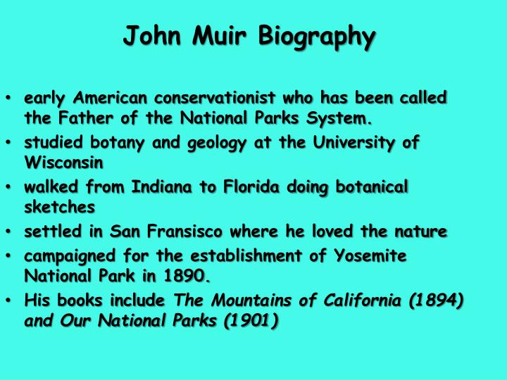 a biography of john muir a botanist geologist and writer Journeys in the wilderness: a john muir reader mountaineer, explorer, botanist, geologist, nature-writer and environmental campaigner john muir, born in. a biography of john muir a botanist geologist and writer Journeys in the wilderness: a john muir reader mountaineer, explorer, botanist, geologist, nature-writer and environmental campaigner john muir, born in.