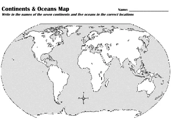 Map Of Continents And Oceans Without Names - Tourist Map Of English