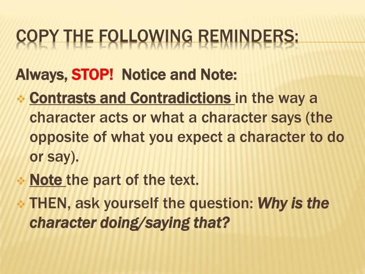 PPT 09/03/13 CONTRASTS and CONTRADICTION S PowerPoint Presentation