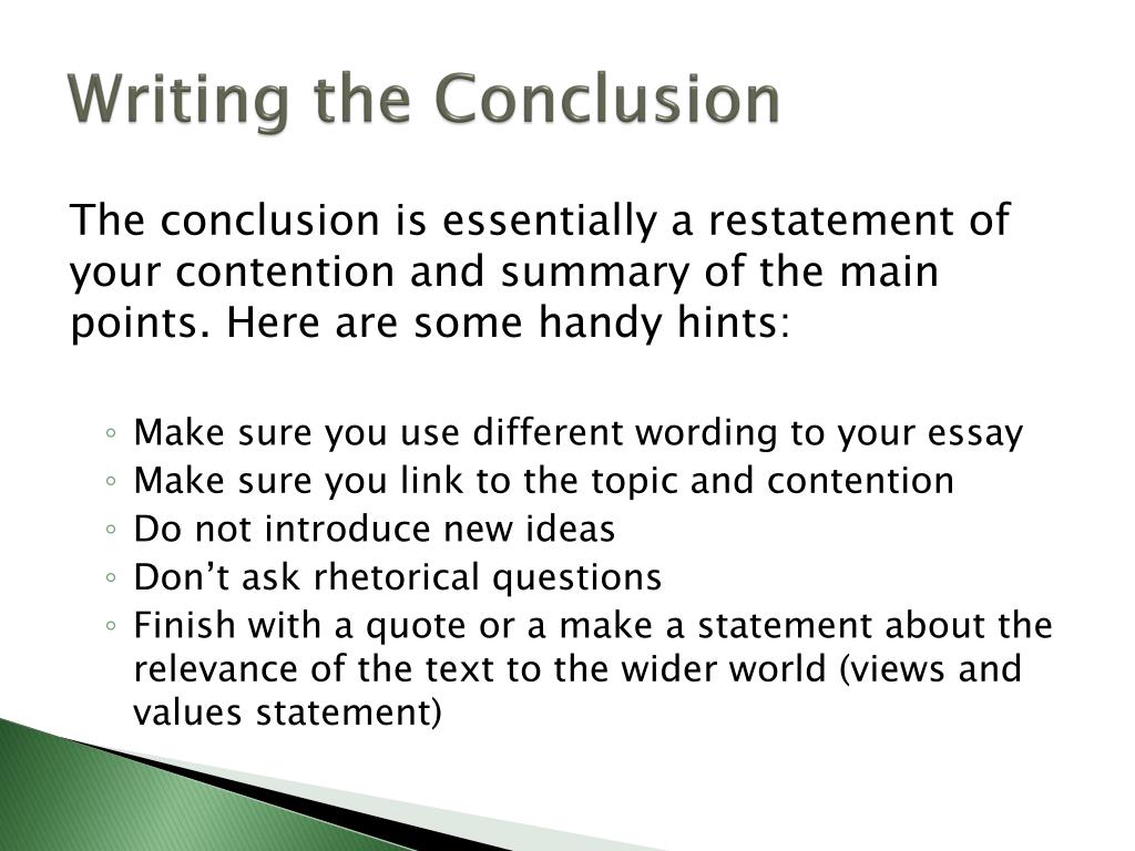 how to write a conclusion in a text response essay
