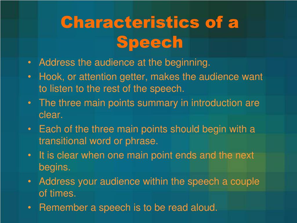 features of speech writing