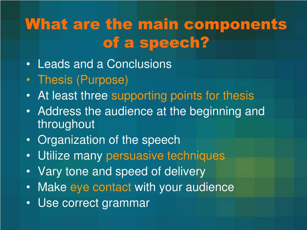 component of speech writing process