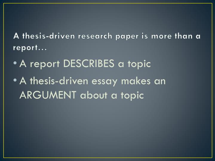 thesis-driven essay An integrated approach to teaching the thesis-driven essay inq wkshp – doc 2 finding a thesis from nancy arry, “ollege writing: an introductory essay”. thesis-driven essay An integrated approach to teaching the thesis-driven essay inq wkshp – doc 2 finding a thesis from nancy arry, “ollege writing: an introductory essay”.