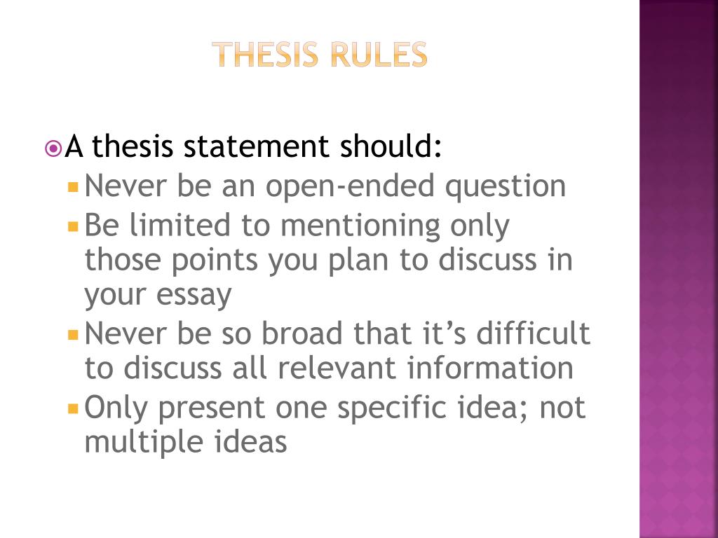 thesis rules in writing