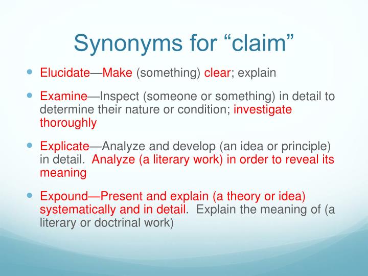 synonyms for claim essay