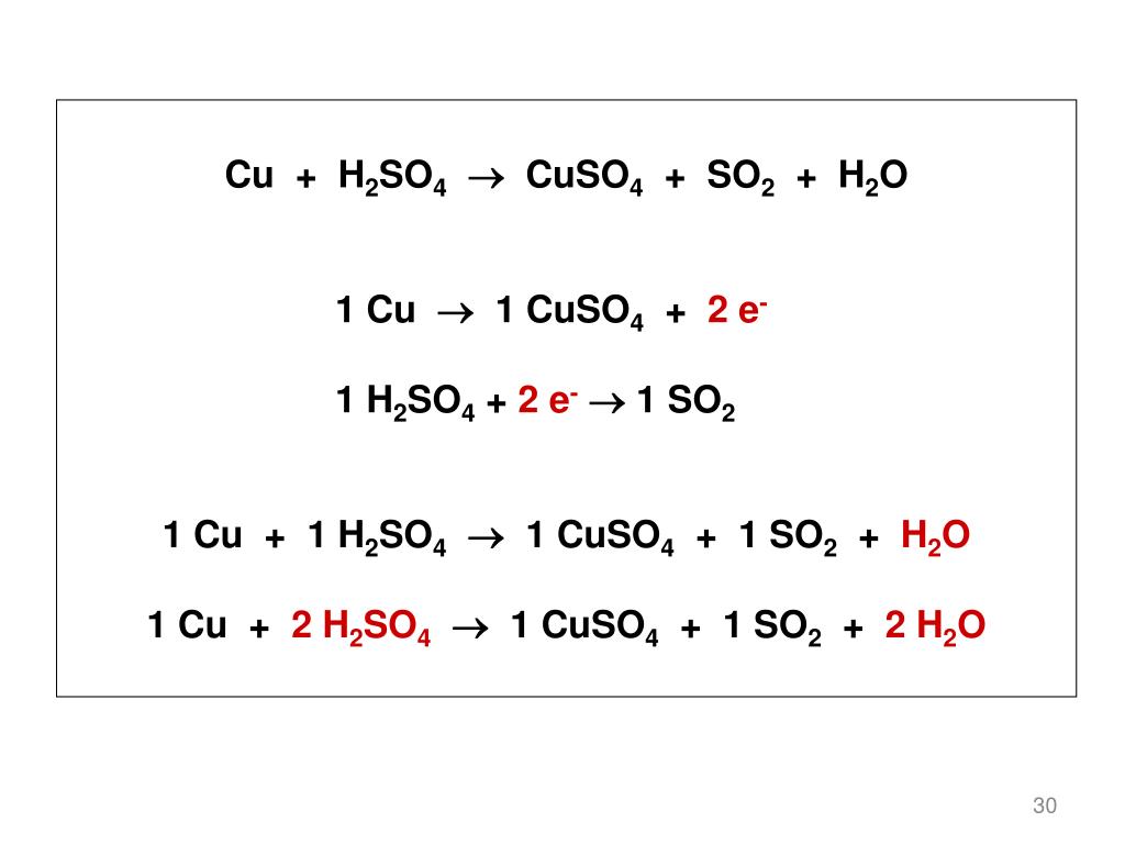 Cu h2so4 метод электронного баланса