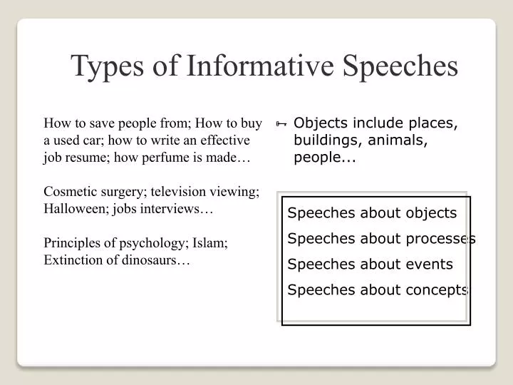 five major kinds of informative speeches