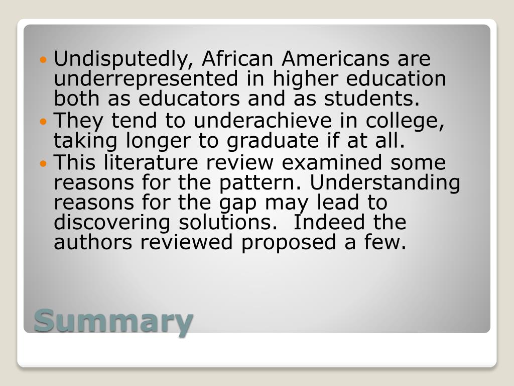 PPT - Economics and African American Success in Higher Education ...
