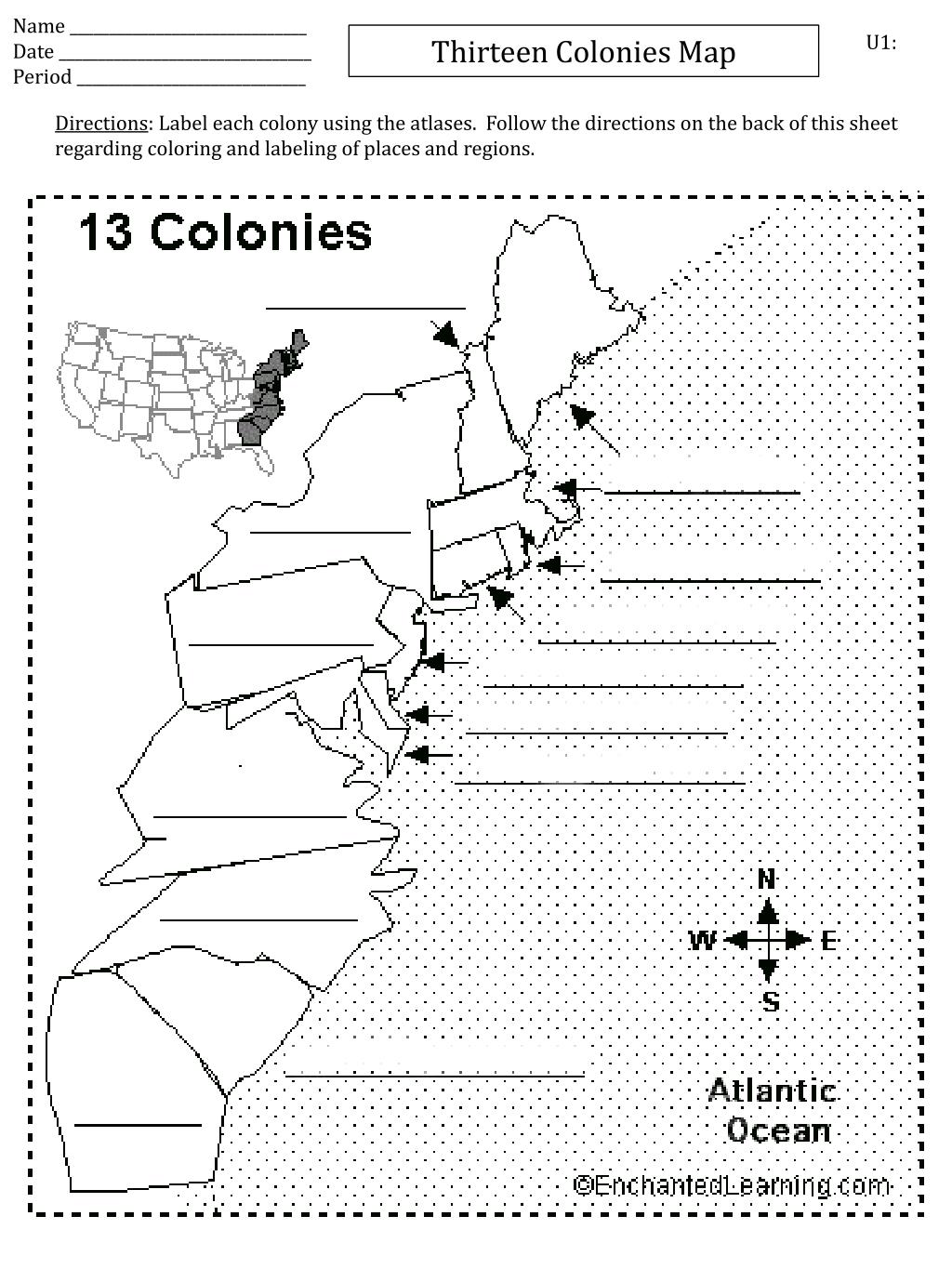 names of the thirteen colonies