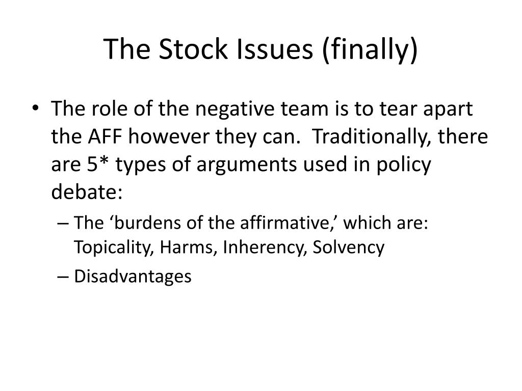 PPT THEORY 101 The Stock Issues of Debate PowerPoint Presentation