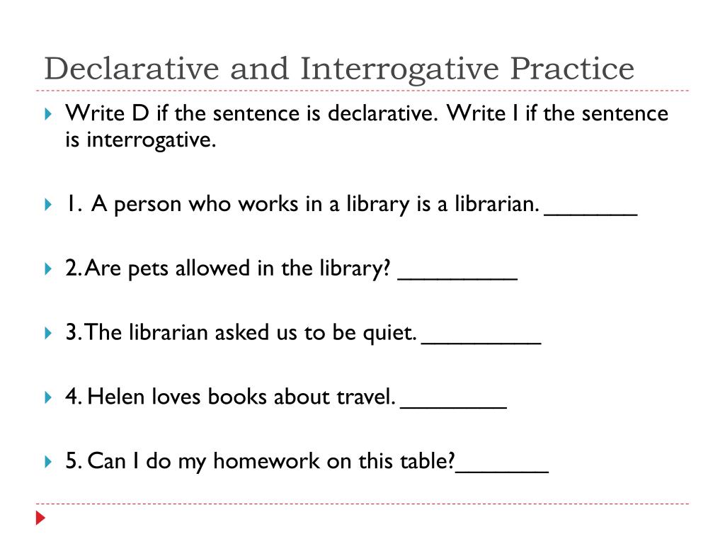 Declarative And Interrogative Sentences Worksheets Worksheets For Kindergarten