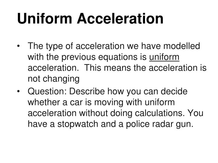 PPT   Lesson 2   Uniform Acceleration PowerPoint Presentation, Free