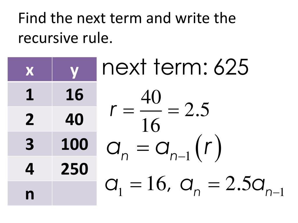 recursive formula for geometric sequence