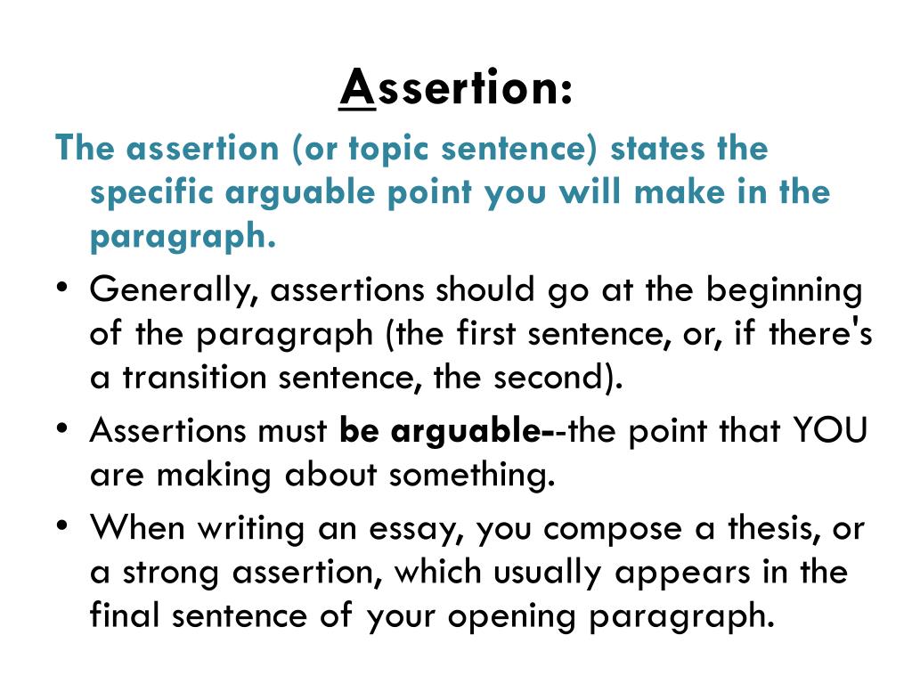 assertion sentence in an essay