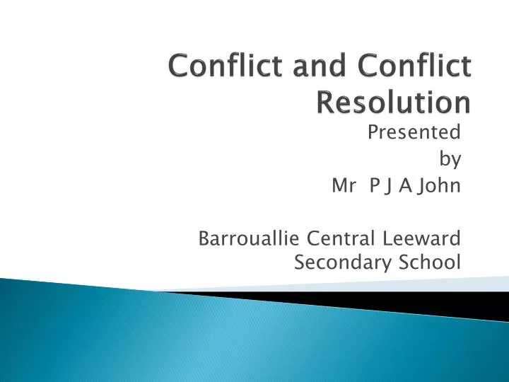 conflict and conflict resolution n.