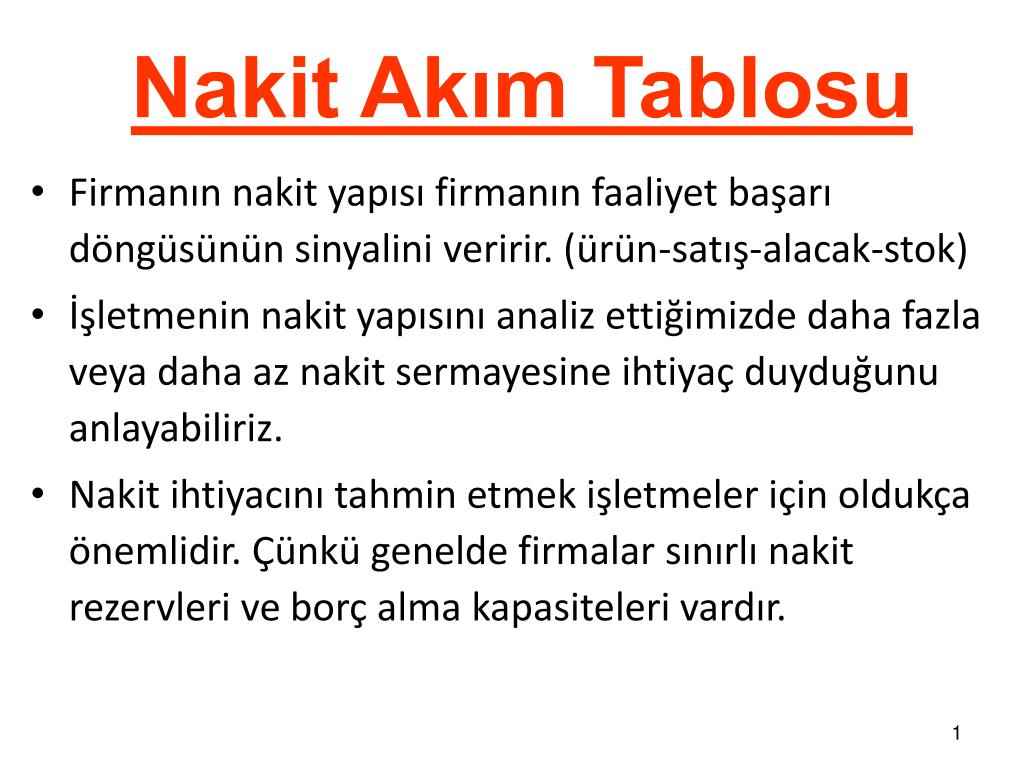 PPT - Nakit Akım Tablosu PowerPoint Presentation, free download - ID:2860847