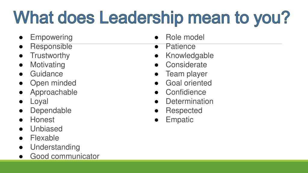 PPT - What does leadership mean to you? PowerPoint Presentation, free  download - ID:2861017