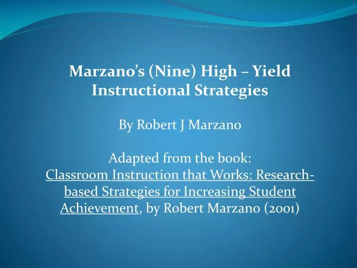 Marzano Elements Chart