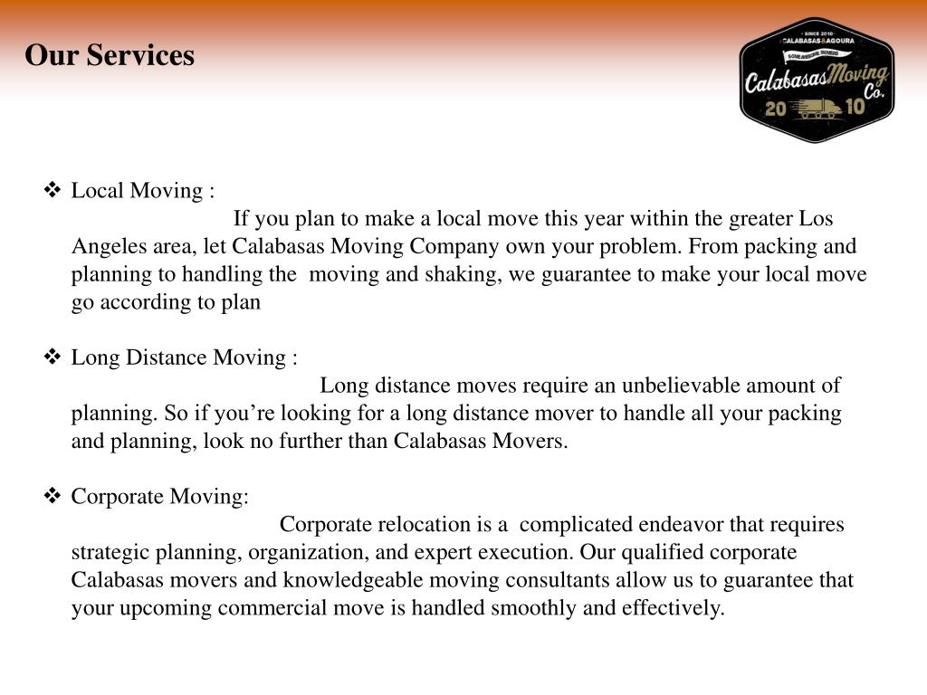 PPT Calabasas Moving Company PowerPoint Presentation, free download