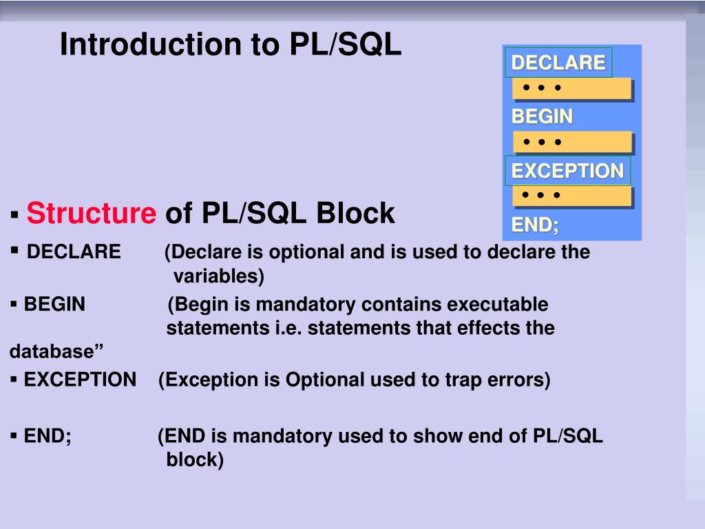 PPT Lecture Introduction To PL SQL PowerPoint Presentation Free Download ID