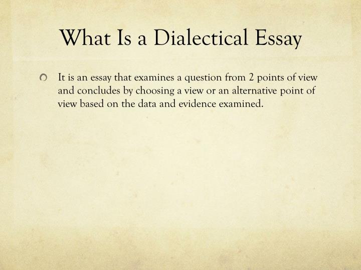 Teaching Essay Writing High School What Is A Dialectical Essay English Sample Essays also Example Of A Thesis Essay Ppt Writing A Dialectical Essay Powerpoint Presentation Id A Healthy Mind In A Healthy Body Essay
