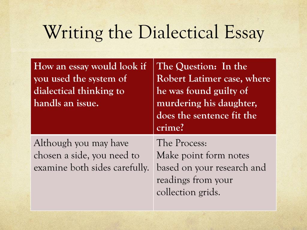 PPT - Writing a Dialectical Essay PowerPoint Presentation, free