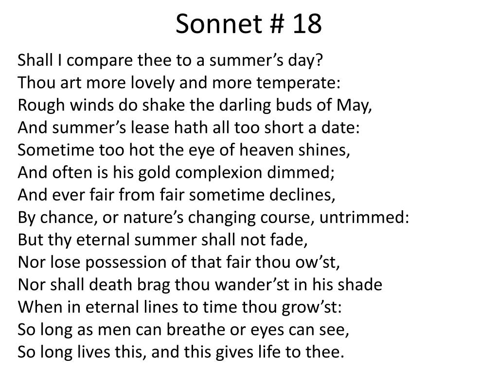 PPT - Sonnet # 18 PowerPoint Presentation, free download - ID:2867961