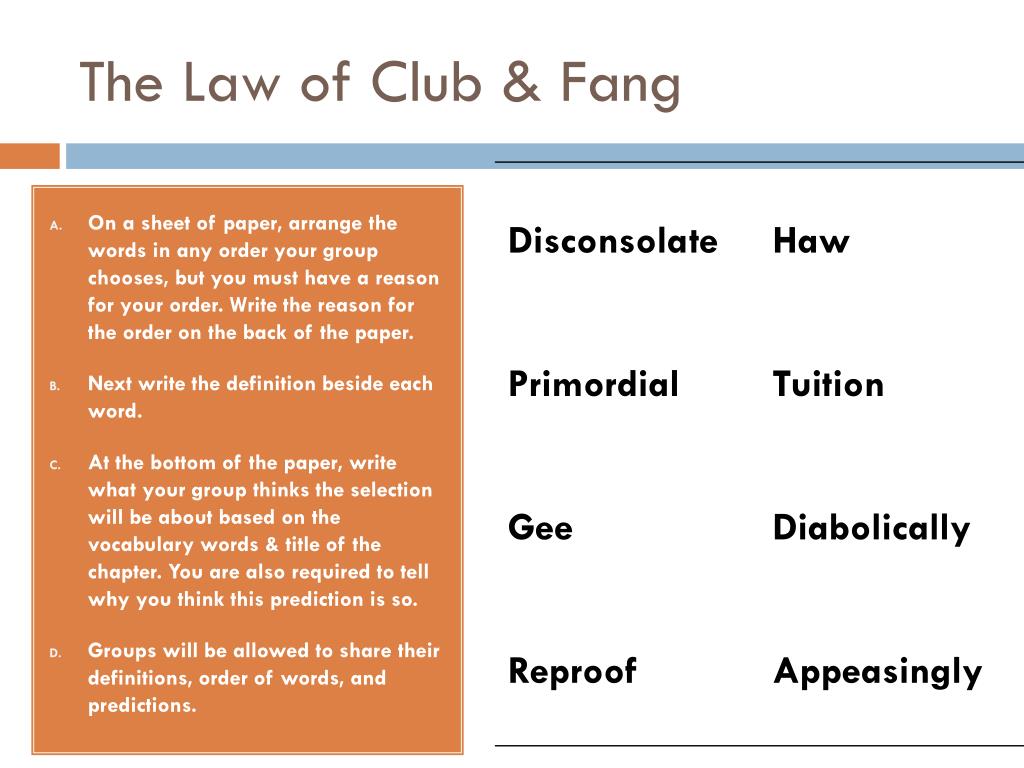 What Is The Law Of Club And Fang PPT - The Call of the Wild PowerPoint Presentation, free download - ID
