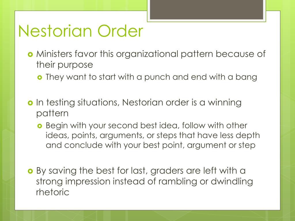 Nestorian order persuasive essay