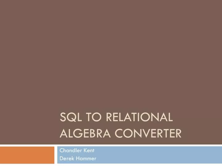 sql to relational algebra converter n.