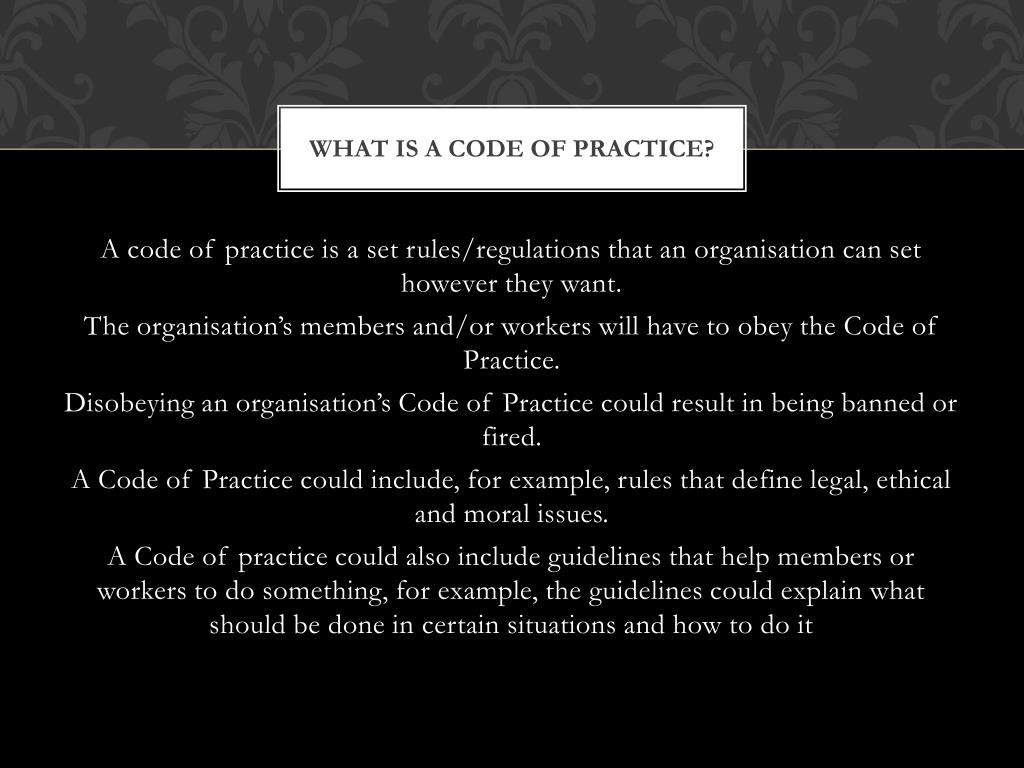 Ppt codes of practice powerpoint presentation free download id 2869506