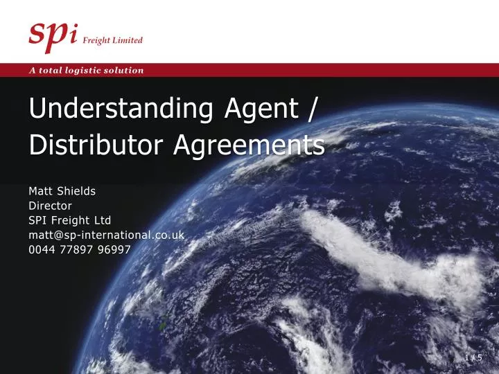 PPT Understanding Agent / Distributor Agreements PowerPoint