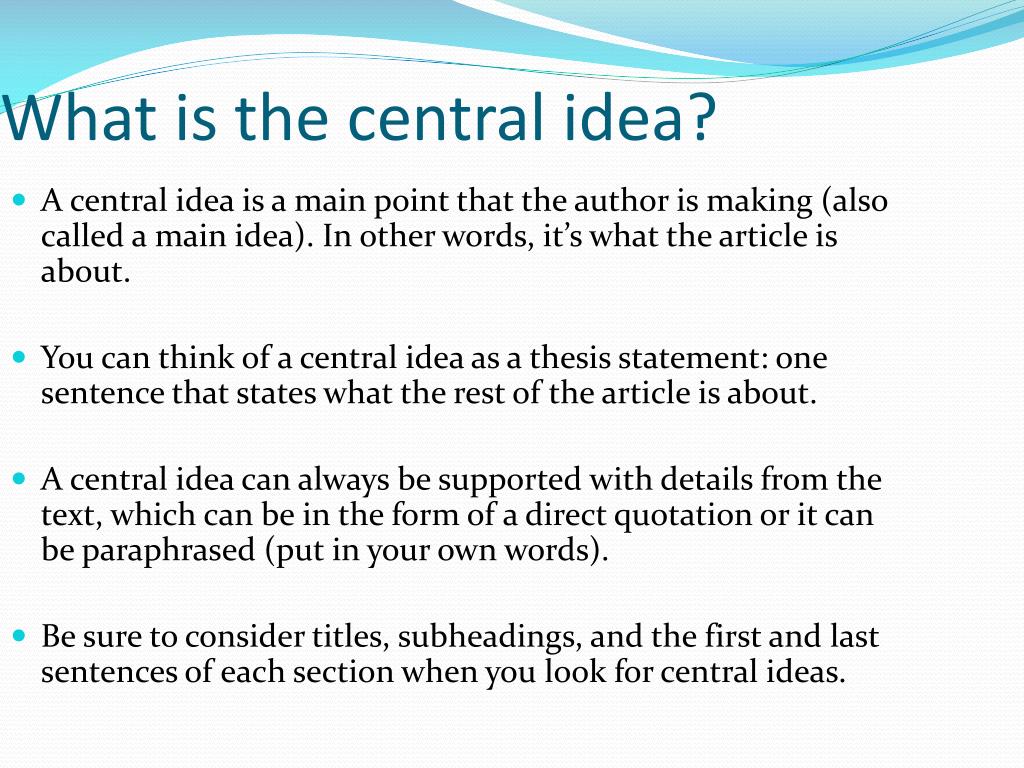thesis vs central idea